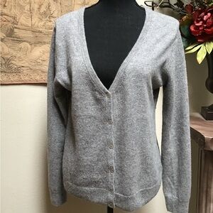 Pure Collection 100% Cashmere Light Gray Women's Cardigan